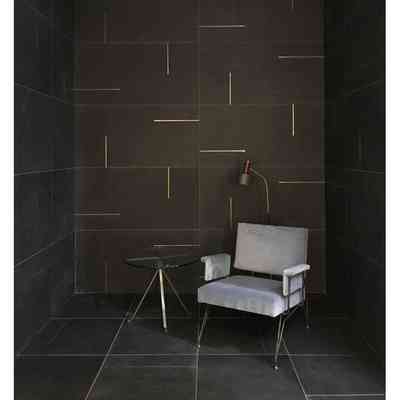 Black concrete effect porcelain stoneware with steel inserts 60x120cm - Lines 3/B, Ceramica Bardelli