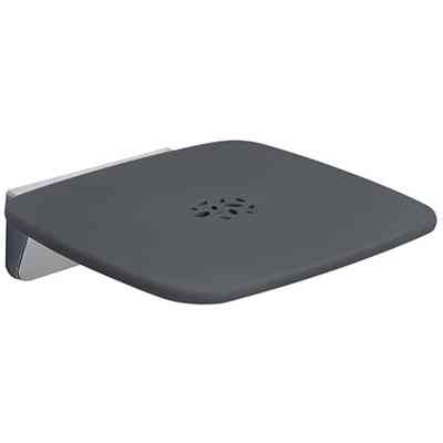 Black folding shower seat with non-slip seat, capacity up to 160kg - Colombo Design