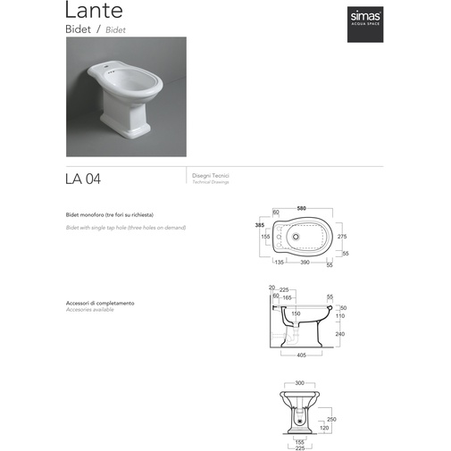 Bodenstehendes Bidet im klassischen Stil aus weißer Keramik - Lante, Simas