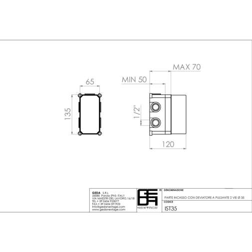Brausebatterie mit Umsteller komplett mit verchromtem Außenteil und Einbauteil - Teo, Geda