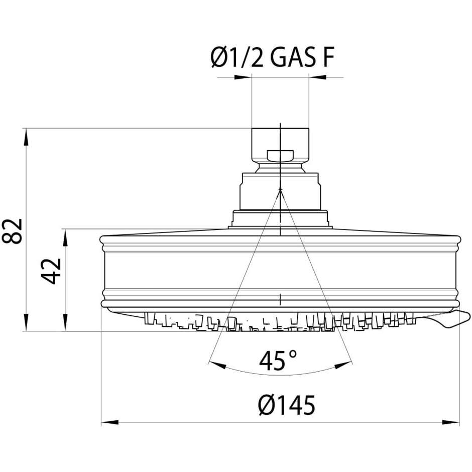 Brausekopf mit 3 Düsen Durchmesser 14 cm, Nickel gebürstet, Universalanschluss - Liberty, Bossini