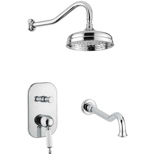 Built-in bathtub kit with spout, shower head, mixer with diverter Oxford 6369 Bugnatese