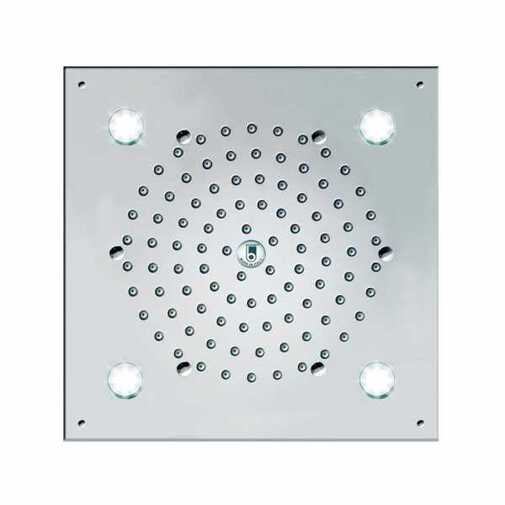 Built-in ceiling shower head 26x26 cm, white led light - Cube, Bossini