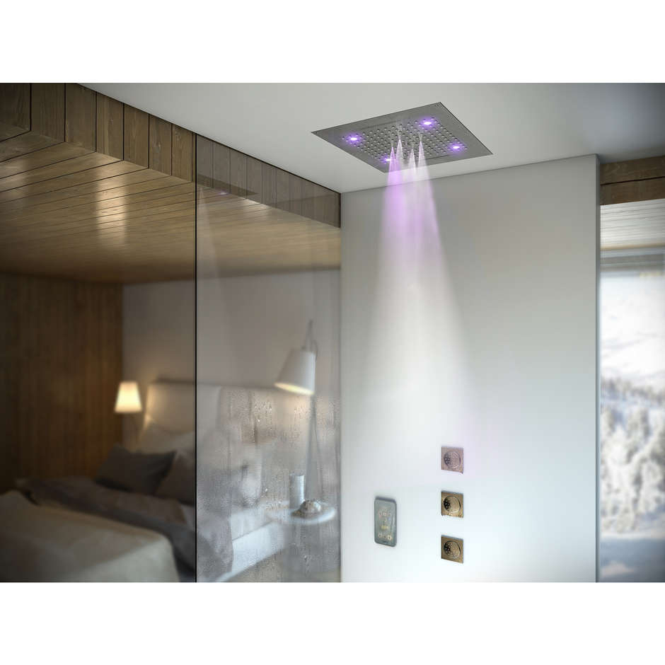 Built-in ceiling shower head, 3 jets and nebulizer, 57x47 cm - Dream/4 led light, Bossini