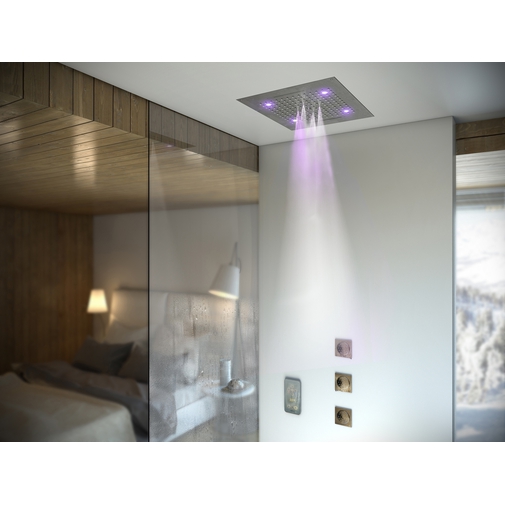 Built-in ceiling shower head, chromotherapy, 3 jets, nebulizer 57x47 cm - Dream/4 led light, Bossini