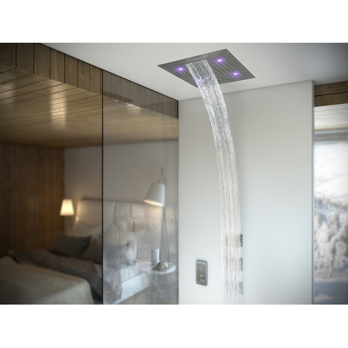 Built-in ceiling shower head, chromotherapy, 3 jets, nebulizer 57x47 cm - Dream/4 led light, Bossini