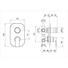 Built-in chromed shower mixer with 3 outlets diverter - Simple, Bugnatese