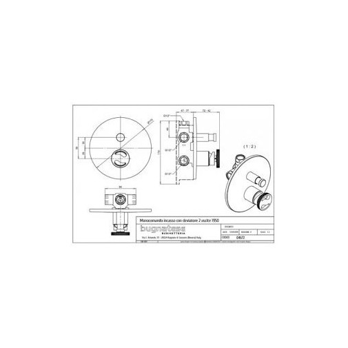 Built-in mixer with diverter 2 outlets Millenovecinquanta 4672 Bugnatese