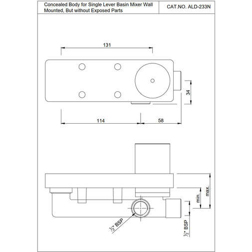 Built-in part for Fusion Jaquar wall-mounted basin mixer