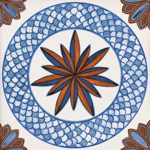 Carreaux en grès cérame, décorés sur fond mat, décors mixtes 20x20 cm, Sole Mix Mat - Vita, Ceramica Sant'Agostino