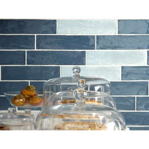 Carrelage céramique pâte blanche 7,5x30 cm Azur - Craie, Tonalite