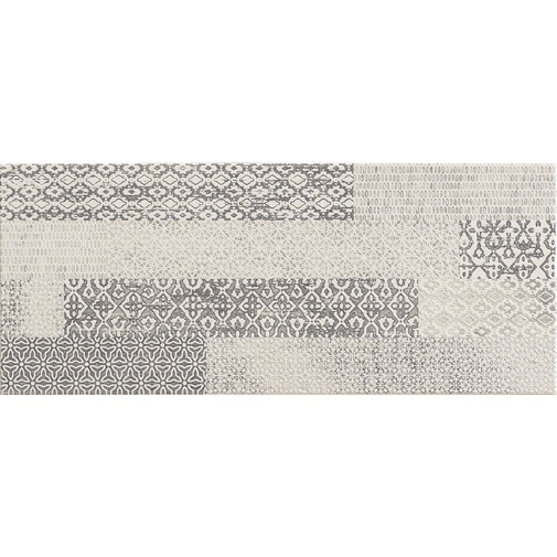 Carrelage de revêtement avec insert décoré Macramè, Gris, 25x60 cm - Concretus, Dom Ceramiche