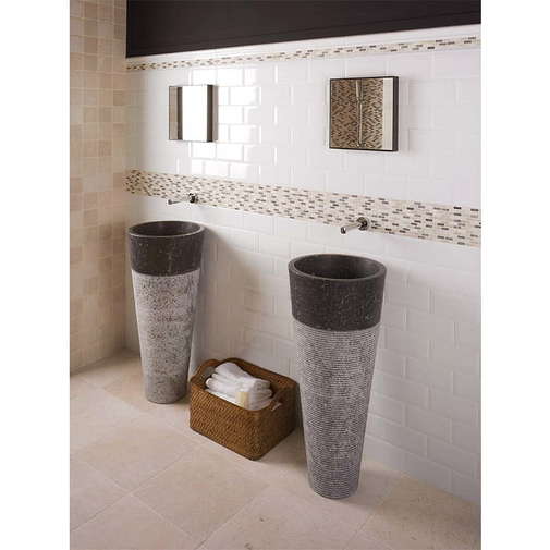 Carrelage diamanté Bissel Blanco Mainzu 10x20 cm avec surface brillante