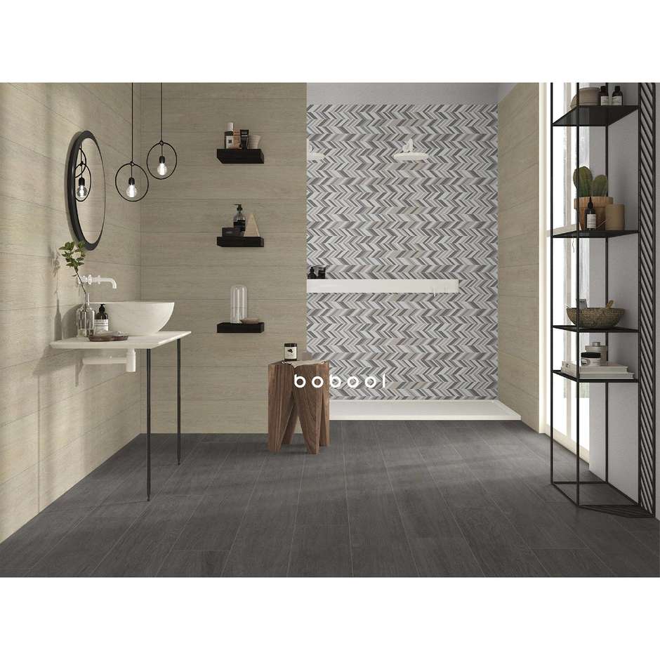 Carrelage en céramique avec insert flèche Chevron, Multicolore, 33,3x100 cm - Concretus, Dom Ceramiche