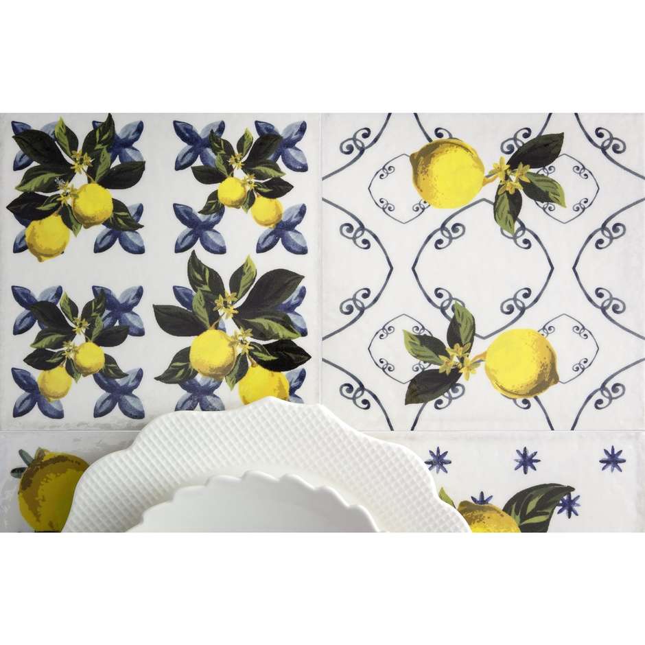 Carrelage en grès cérame décoré, Giardino Bianco Mix Lucido 20x20 cm - Vita, Sant'Agostino