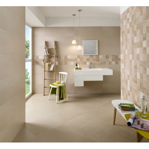 Carrelage mural avec décoration tridimensionnelle, Beige Deck 3D, 33,3x100 cm - Concretus, Dom Ceramiche