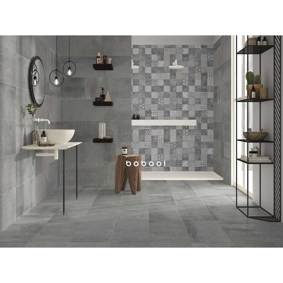 Carrelage mural avec décoration tridimensionnelle, Grigio Deck 3D, 33,3x100 cm - Concretus, Dom Ceramiche