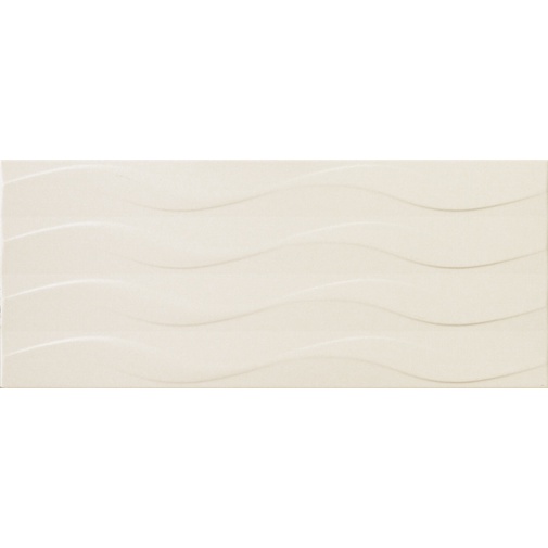 Carrelage mural décoré ondulé, beige brillant Milk Wave, 25x60cm - Style Resort, Dom Ceramiche