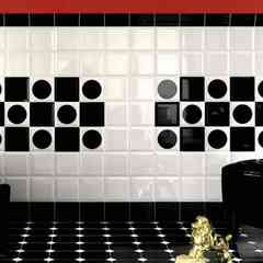 Carrelage mural effet losange brillant 15x15 Noir - Diamante, Tonalite