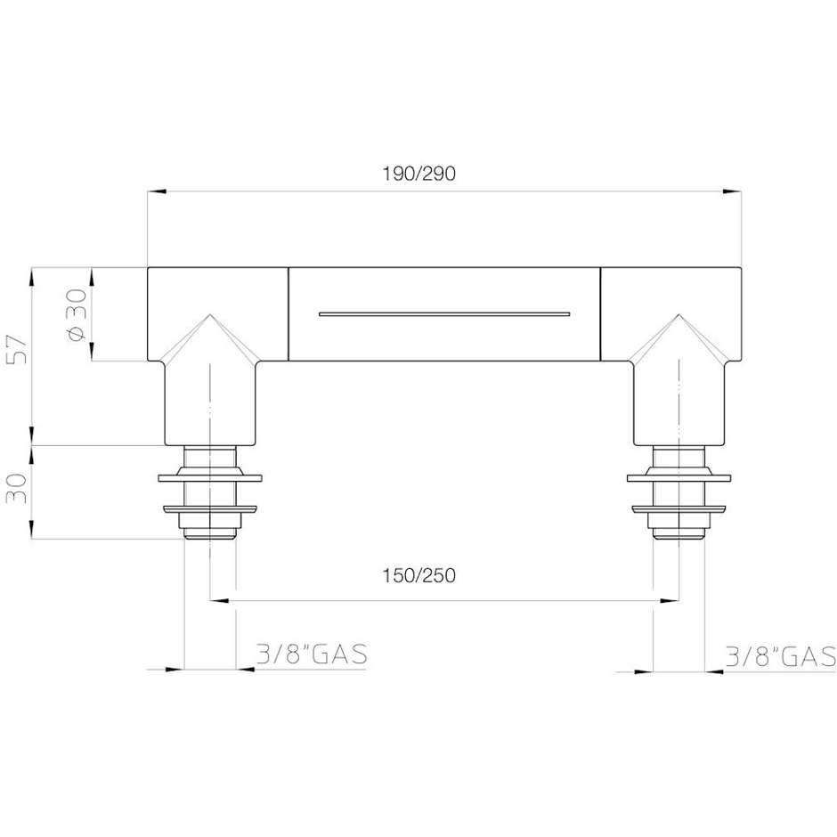 Cascade shower head for bath and shower, cylindrical 29 cm with an original design - Cascata Wall, Bossini