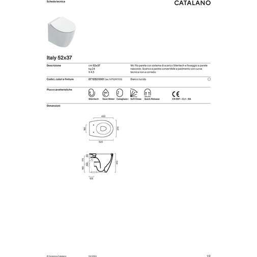 Catalano Italy 52 Newflush Wand-Stand-WC