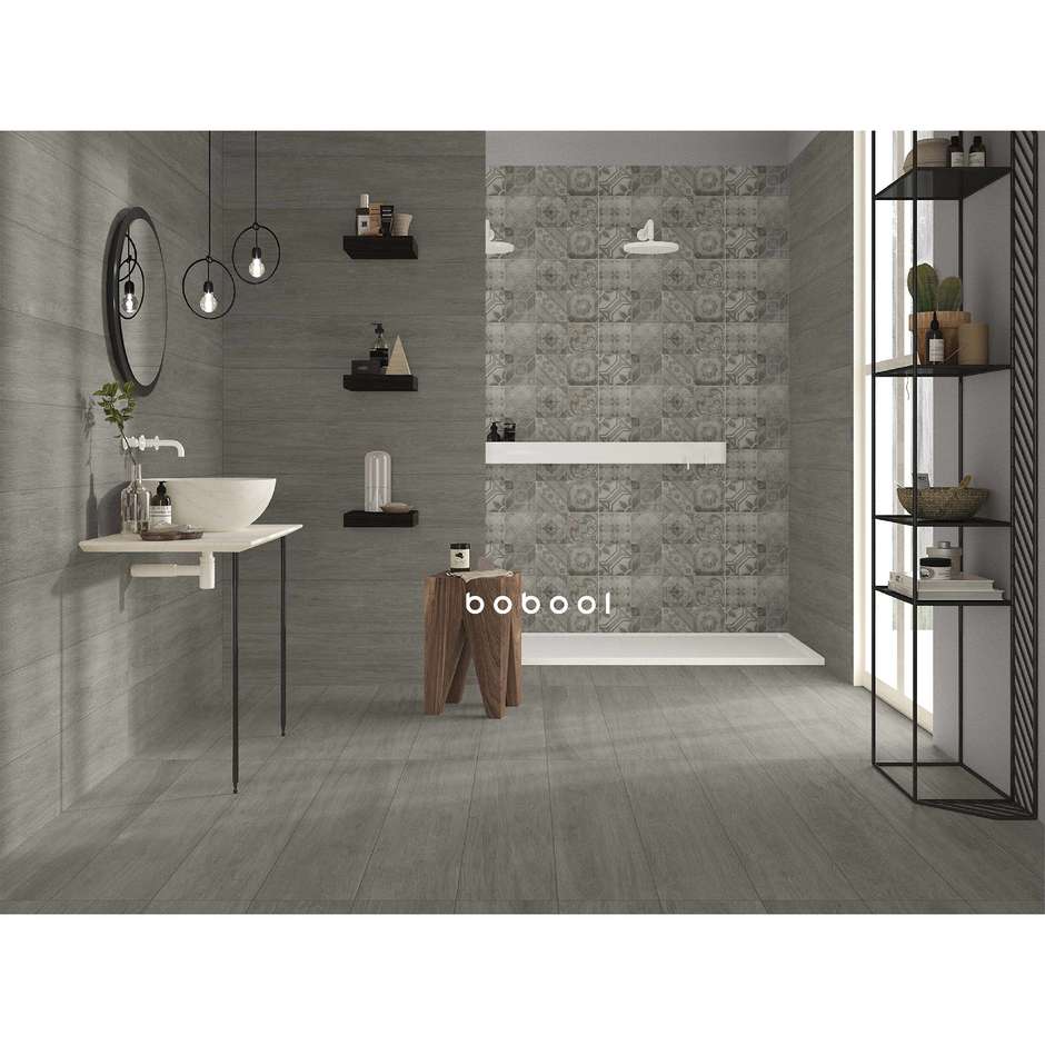 Cement-effect porcelain stoneware decorated on a gray-beige background, 30x60 cm, Multi Dekor Greige - Uptown, Dom Ceramiche