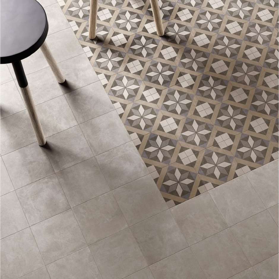 Cement-effect porcelain stoneware tile, 20x20 cm Pearl - Patchwork Classic, Ceramica Sant'Agostino
