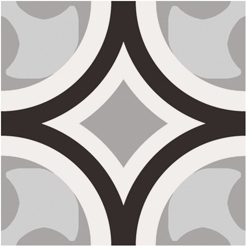 Cementine effect porcelain stoneware 20x20 cm - Patchwork B&W 01, Ceramica Sant'Agostino