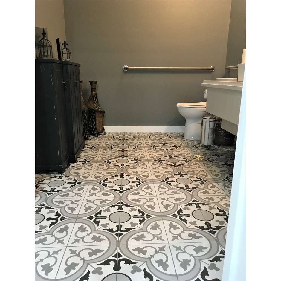 Cementine effect stoneware, gray decoration 25x25 Paint - Comfort C, Dom Ceramiche