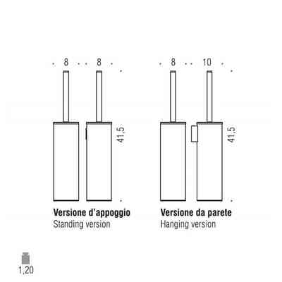 Chrome free standing or wall mounted toilet brush holder - Basic, Colombo Design