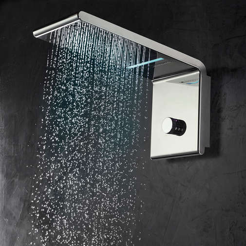 Chrome wall mounted shower head 2 jets + nebulizer, RGB LED chromotherapy, dev. 45x20 - Syncro Neb Bossini