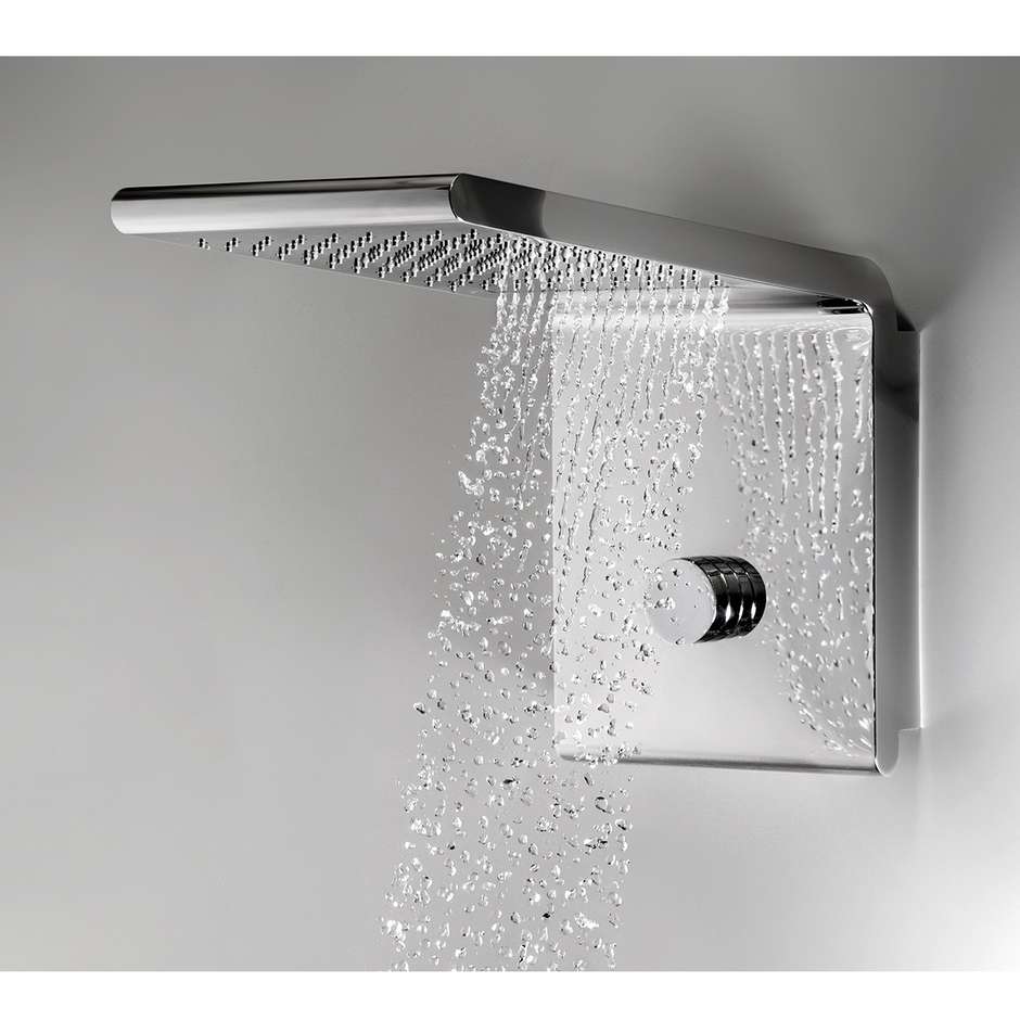 Chrome wall mounted shower head with hand shower, 2 jets, 20x45cm - Syncro-Rain-Renovation, Bossini