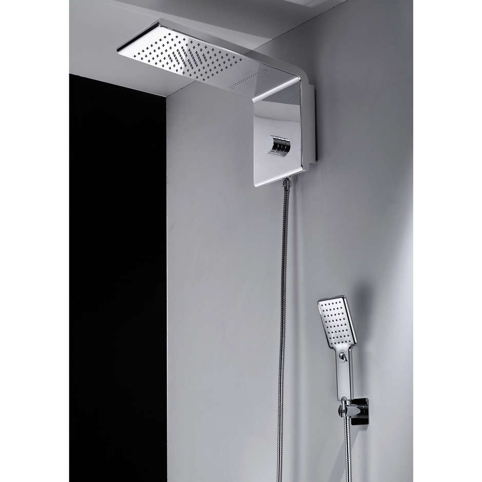 Chromed 2 jets wall mounted shower head with hand shower, 20x45cm - Syncro-Rain-Renovation, Bossini