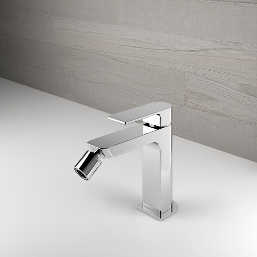 Chromed bidet mixer with modern style pop-up waste - Teo, Geda