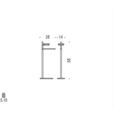 Chromed brass freestanding towel rail and soap holder - Square, Colombo Design