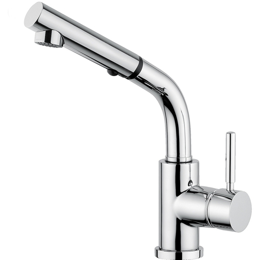 Chromed kitchen sink mixer with pull-out spray - Kobuk, Bugnatese