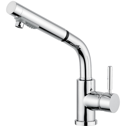 Chromed kitchen sink mixer with pull-out spray - Kobuk, Bugnatese