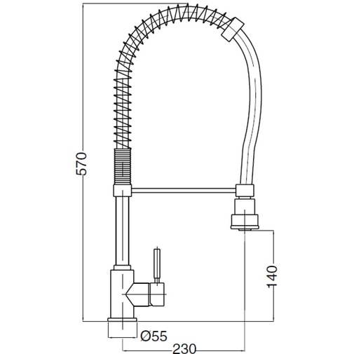 Chromed kitchen sink mixer with spring, removable hand shower - Kobuk, Rubinetteria Bugnatese