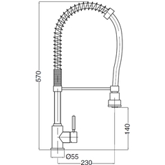 Chromed kitchen sink mixer with spring, removable hand shower - Kobuk, Rubinetteria Bugnatese