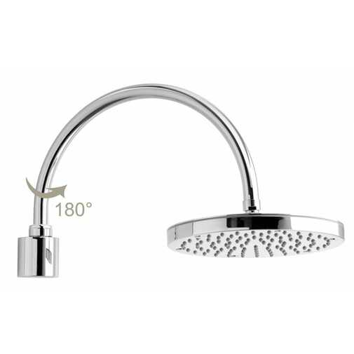 Chromed shower head diameter 25 cm, with swivel arc wall arm - Oki Arc, Bossini