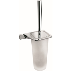 Chromed suspended toilet brush holder with etched glass, connection on the right - Alizè, Colombo Design