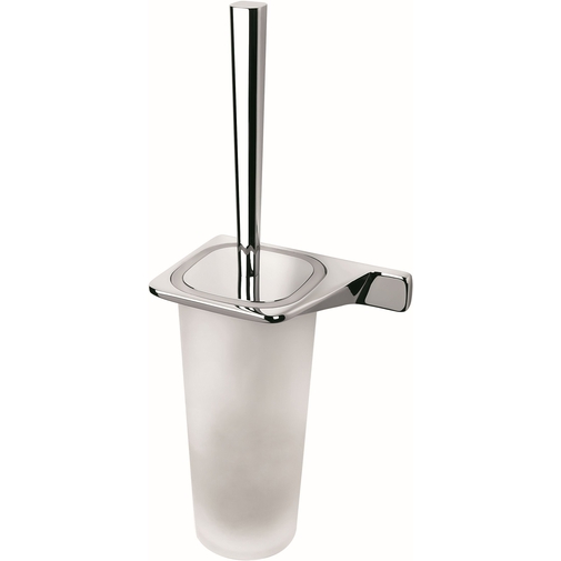 Chromed suspended toilet brush holder with etched glass left version - Alizè, Colombo Design