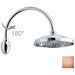 Classic antique copper shower head 23 cm, arched wall arm - Retro Arc Bossini