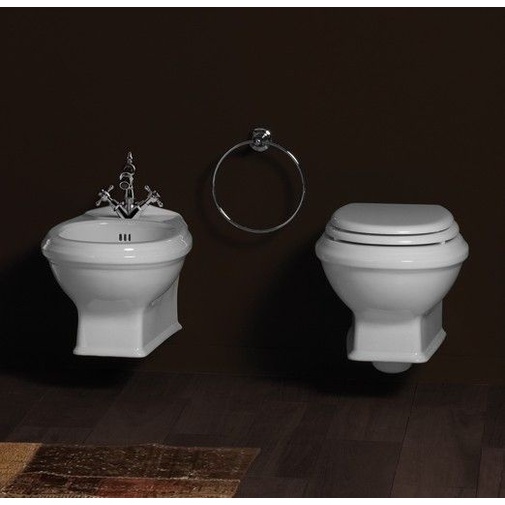 Classic style white ceramic rimless wall hung toilet - Arcade, Simas