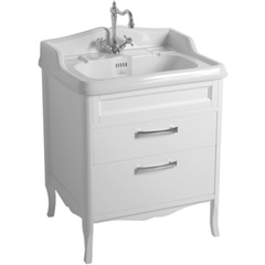 Classic white cabinet with basket drawer, for ceramic console 70cm - Arcade, Simas