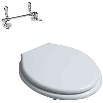Classic white soft close toilet seat with chromed hinges - London, Simas