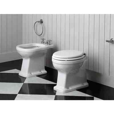 Classic white soft close toilet seat with chromed hinges - London, Simas