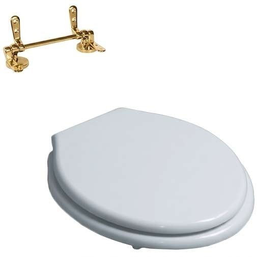 Classic white toilet seat with gold hinges - London, Simas