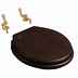 Classic wooden toilet seat with gold hinges - London, Simas