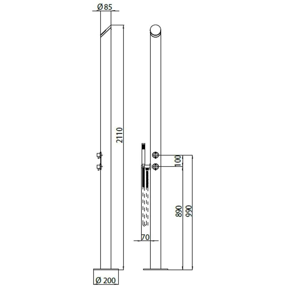Colonna doccia da esterno con doccetta e miscelatori progressivi - Aquabambù, Bossini